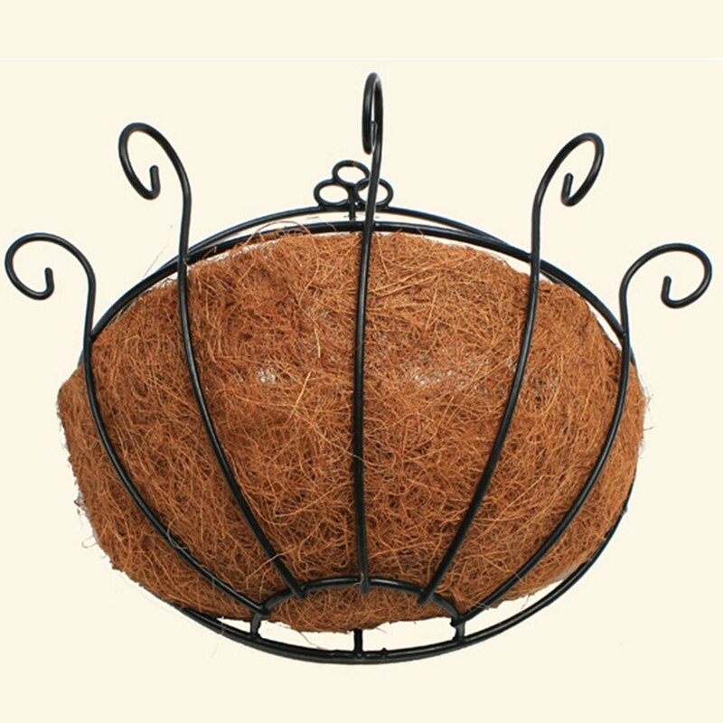 Half Round Planter Basket Wall Hanging Planting Pot Outdoor Coconut Garden Decor