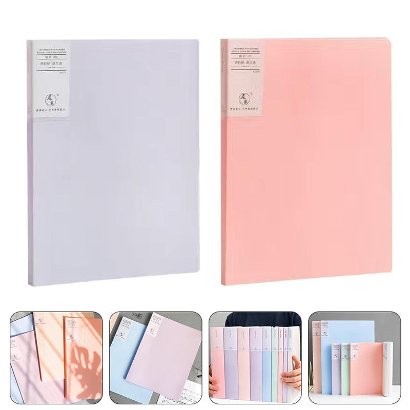 2Pcs Plastic File Folders A4 File Holders Multi-function Document Holders Booklet File Bag 30 pages Office Stationery