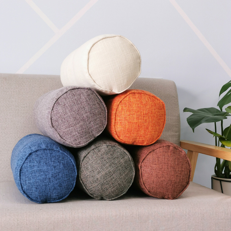 Long pillow interior round body cushion imitation cotton and linen cushion home bedroom accessory rectangular sleep nap pillow: orange big