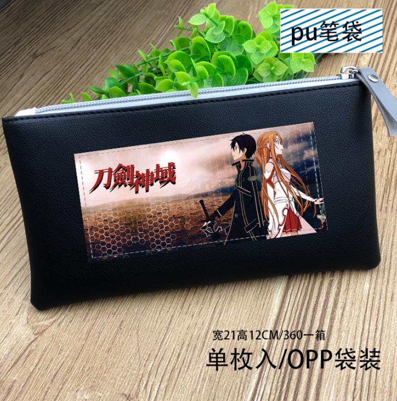 Anime One Piece PU Leather Pen Bag Luffy Stationery Bag Tony Tony Chopper Long Purse for: Sword Art Online