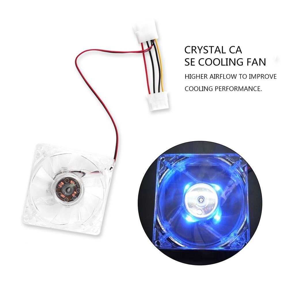 12V 0.20A 80 x 80 x 25 mm Computer fan 4 LED Silent PC Computer Case Cooler Cooling Fan Mod blue and colorful light: 80x80x25mm light