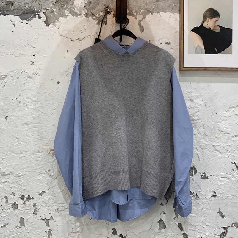 Hommes gilet automne et hiver beau solide couleur pull ample jeunes gens personnalité tendance vêtements