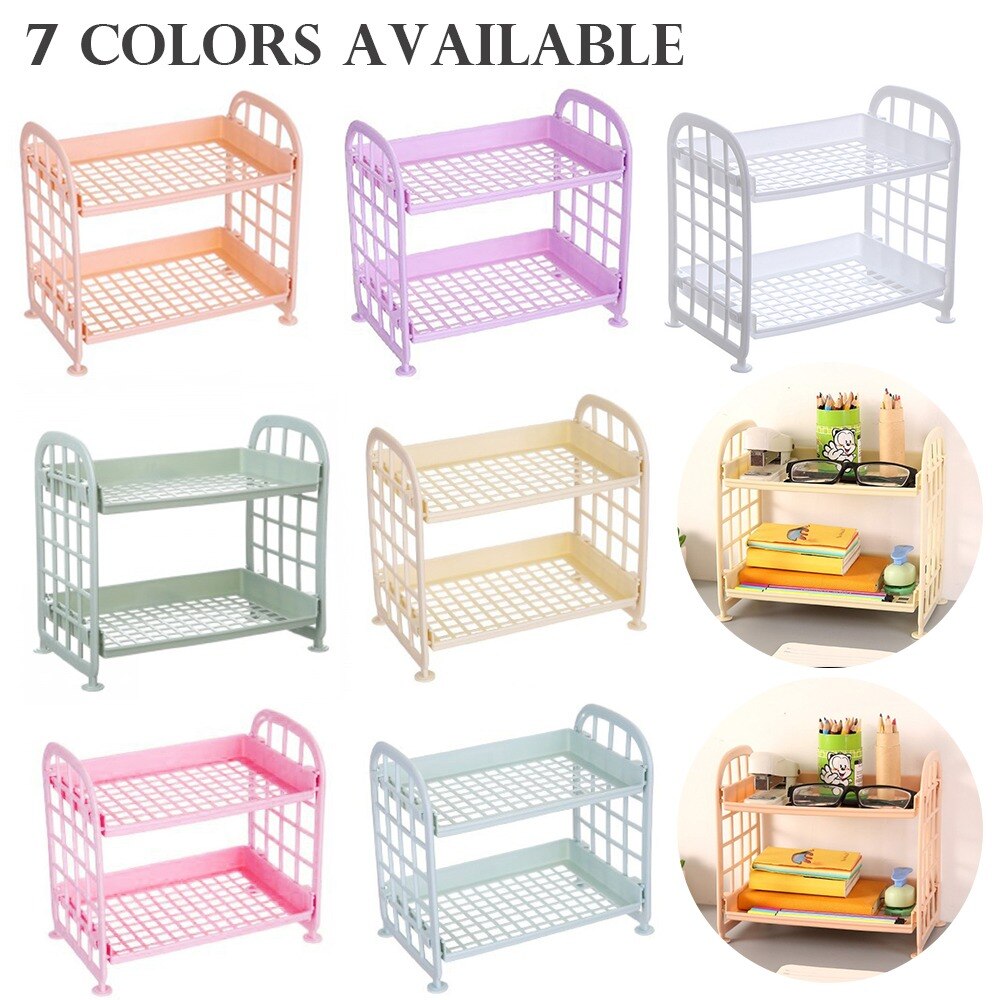 2 Layers Kitchen Bathroom Plastic Square Storage Organizer Shelf Rack Kitchen Shelf Organiser Storage