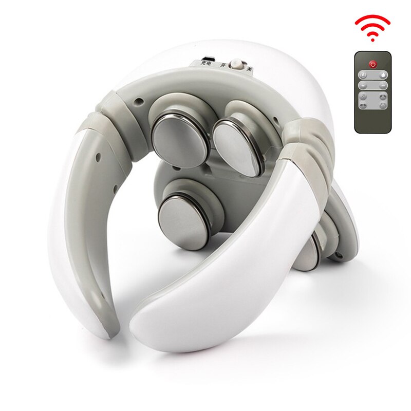 Masajeador de cuello eléctrico inteligente 4D, 6 modos, Control de potencia de pulso para la espalda, masaje de cuello por infrarrojos, herramienta para alivio del dolor, cuidado de la salud: White A