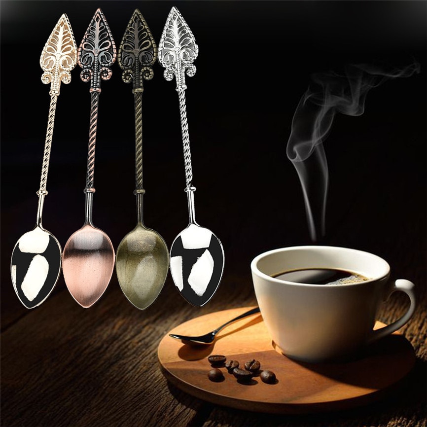 Cuchara de café Retro, cuchara de café, azúcar, té, postre, cubiertos para torta, vajilla de cocina