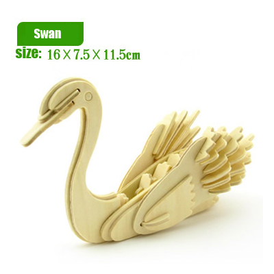 Holz spielzeug dinosaurier tiere dreidimensionale modell montiert holz puzzle spielzeug 3D DIY für baby kinder pädagogisches puzzles: Swan