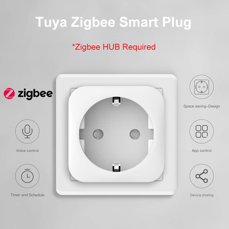 Lonsonho-enchufe inteligente Tuya ZigBee, enchufe tipo F europeo de 16A, Monitor de potencia, funciona con Alexa, Google Home