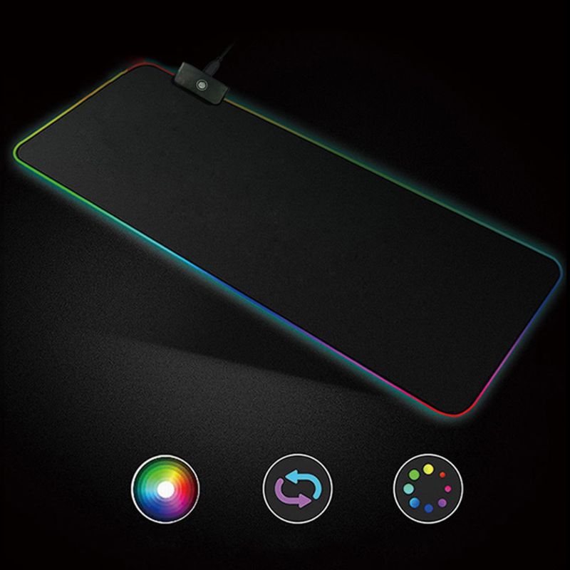 RGB Illuminate Gaming Mouse Pad 7 LED Light Modes Adjustable Mousepad Computer Laptop Desktop PC Foldable Portable Mouse Mat