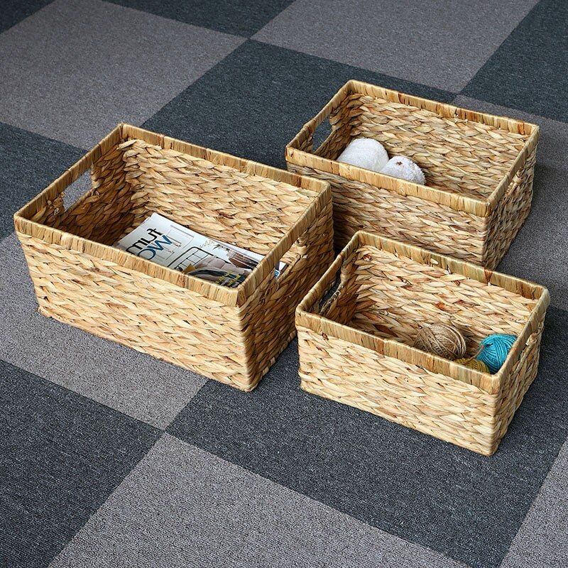 Woven Storage Baskets Laundry Basket Straw Rattan Closet Cabinet Storage Hamper Kitchen Sundries Organizer Clothes Toy Container