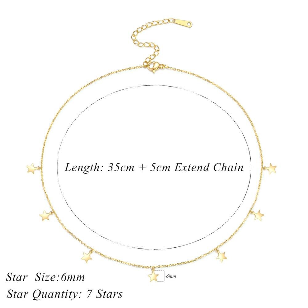 Umode Trendy Rvs Ketting Vrouwen Dainty Hanger Gouden Kleine Hart Ketting Liefde Chokers Kettingen Voor Vrouwen UN0392: Star 6mm