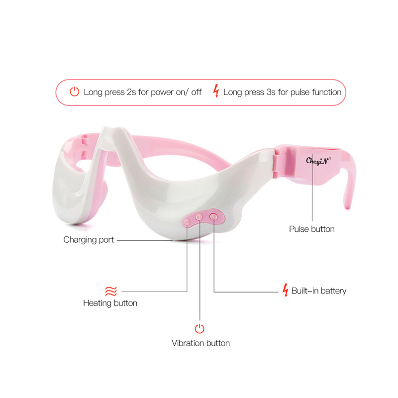 CkeyiN Elektrische Auge Massagegerät ems Vibration Auge Pflege Massage Werkzeug 3D Brillen Heiße Kompresse Therapie Linderung Auge Müdigkeit Entspannung