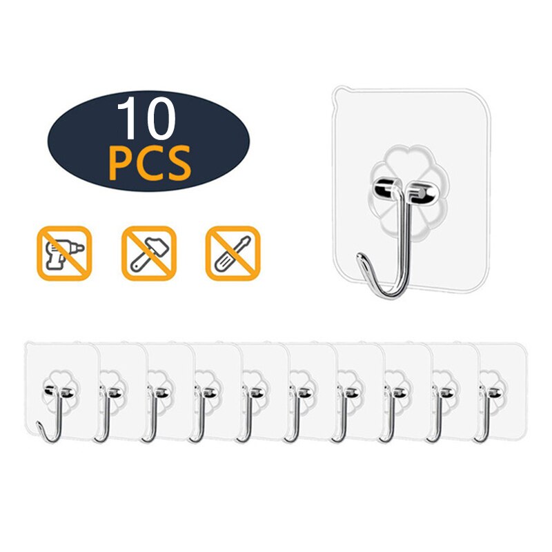 10/20 pièces 6x6cm Transparent fort auto-adhésif porte cintres muraux crochets aspiration lourde charge support ventouse pour cuisine salle de bain: 10pcs