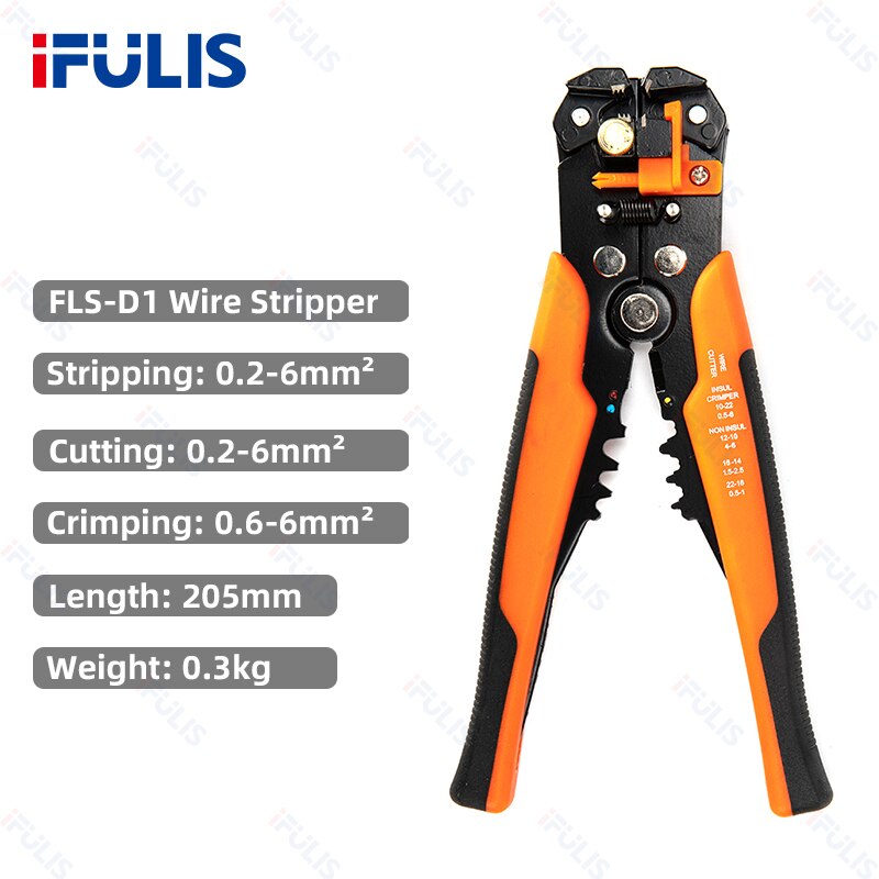 Dénudeur de fil, coupe-câble, pince à sertir, automatique, robuste, réglage automatique, dénudage électrique, outil de sertissage: FLS-D1 orange