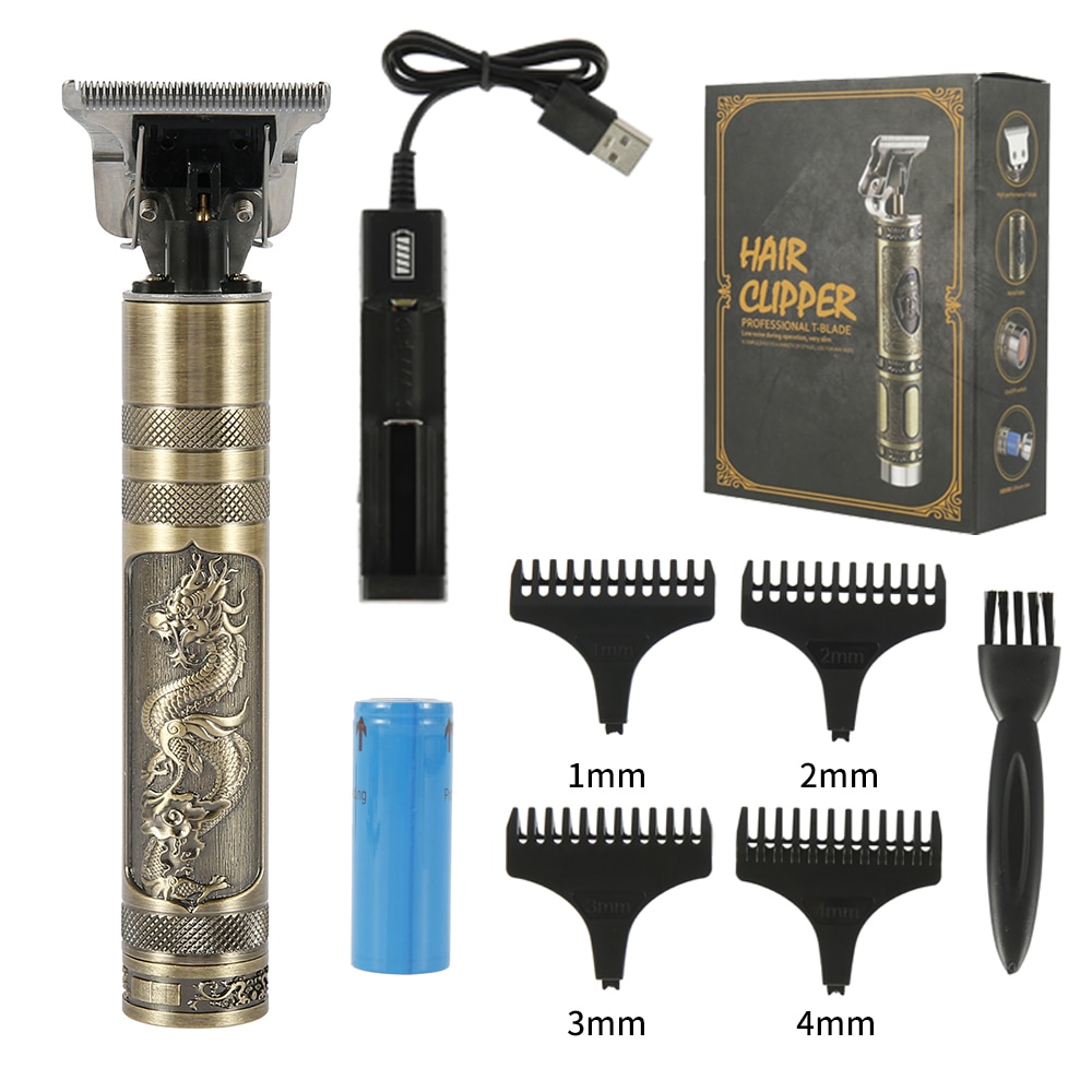 retro USB Aufladbare Haar Trimmer kabellos Barbier Carving Haar Haarschneidemaschine Große Energie Geräuscharm T9 Haar Schneiden Für Art Erwachsene: Typ 4 mit Kasten