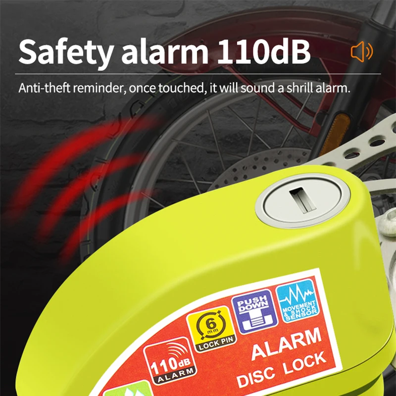Alarme Antivol Moto - Serrure Frein à Disque Avec Alarme - Étanche - Neuf