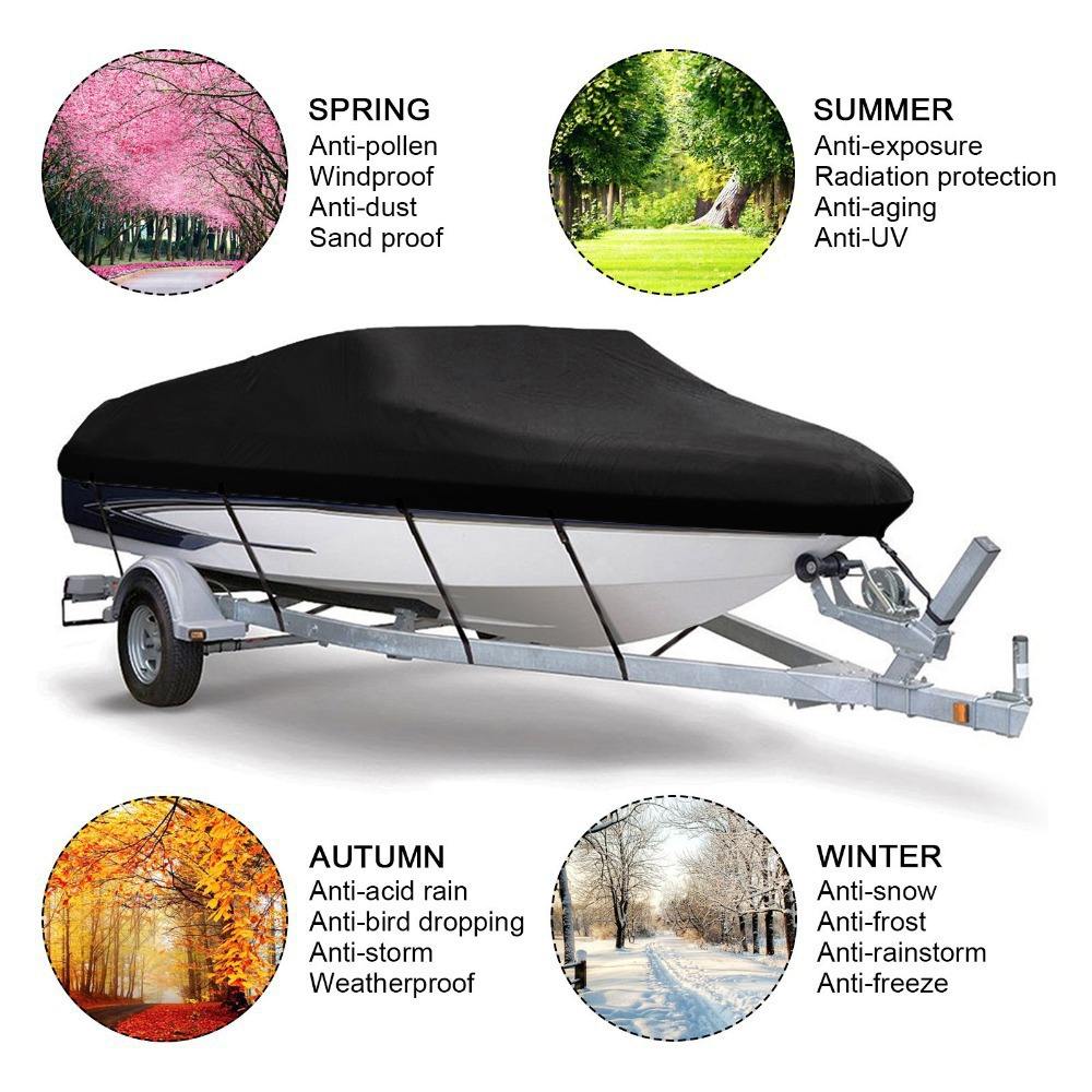Yacht Boat Cover 11- 22FT Barco Boat Cover Anti-UV Waterproof Heavy Duty 190T Marine Trailerable Canvas Boat Accessories