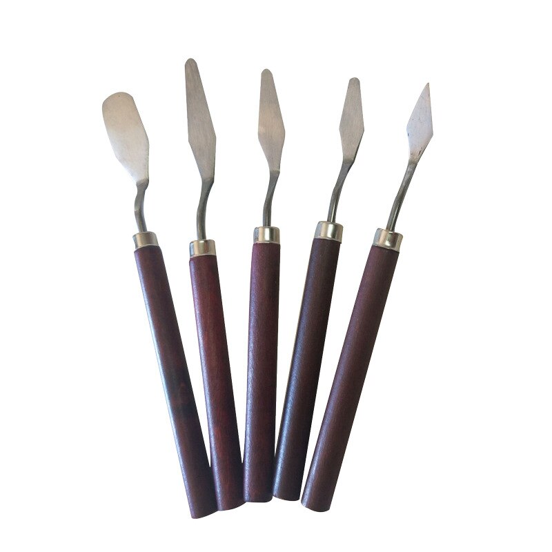 Juego de espátula de acero inoxidable , surtido de 5 unidades, paleta de cuchillos, pintura al aceite, juego de herramientas para pintar en lienzo, hoja flexible
