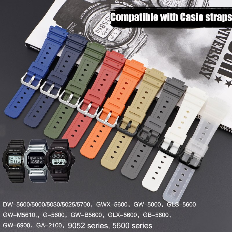Bracelet de montre en caoutchouc pour Casio AQ-S810W/S800W AE-1000W SGW-400H/300H/500H W-735H, Silicone noir, boucle ardillon