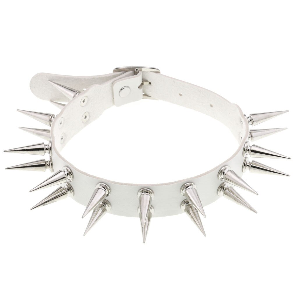 DIEZI Gothic Sexy 16 kolorowa skóra PU naszyjnik kobiety w stylu Vintage moda nit wisiorek w kształcie gwiazdy Choker naszyjniki 2021 nowa biżuteria: white