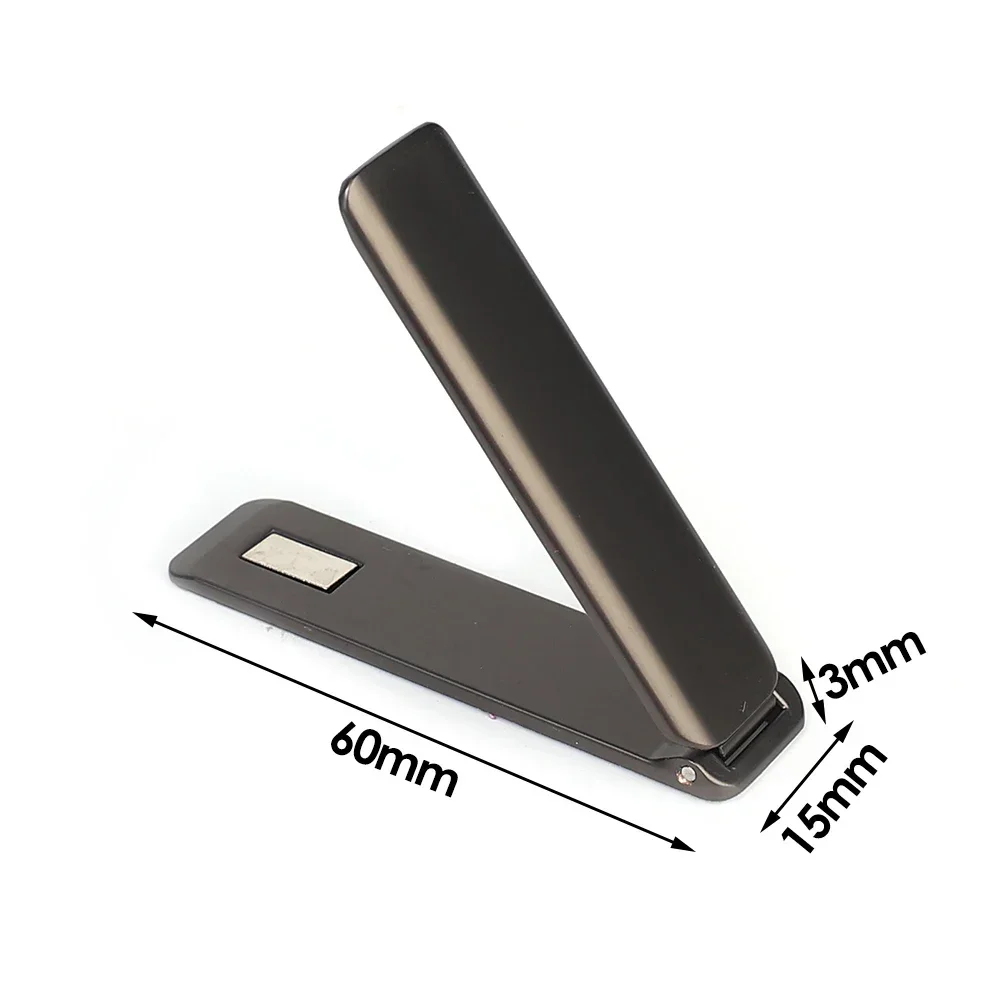 1-2 pièces support de téléphone portable universel en métal magnétique fort support pliant réglable Ultra mince béquille de téléphone support de bureau: Black