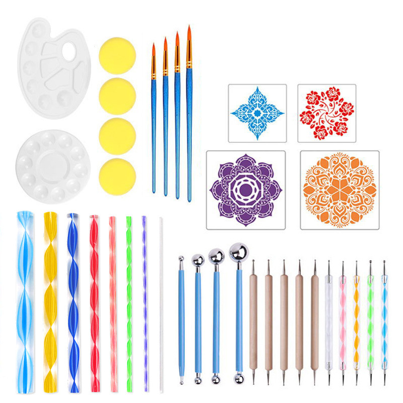 Mandala Dotting Tools for Painting Rocks Mandala Painting Dotting Stencil Dot Multifunction Embossing Dot Kit Mandala Tool Kit: 36PCS