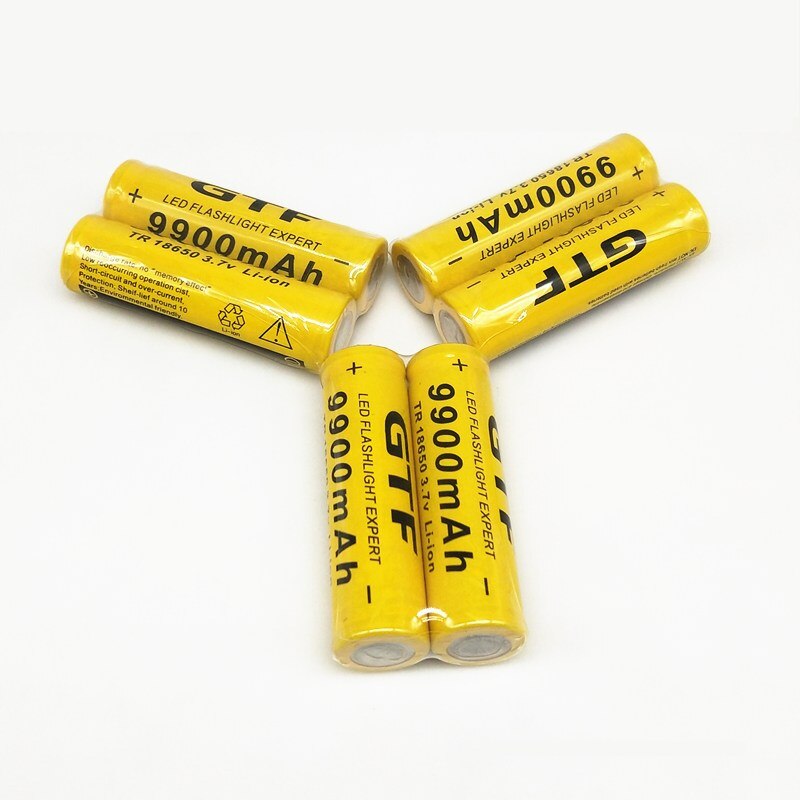 Original 18650 battery GTF 18650 Battery li-ion Battery 3.7V 9900mAh Rechargeable Battery for flashlight battery(Yellow)