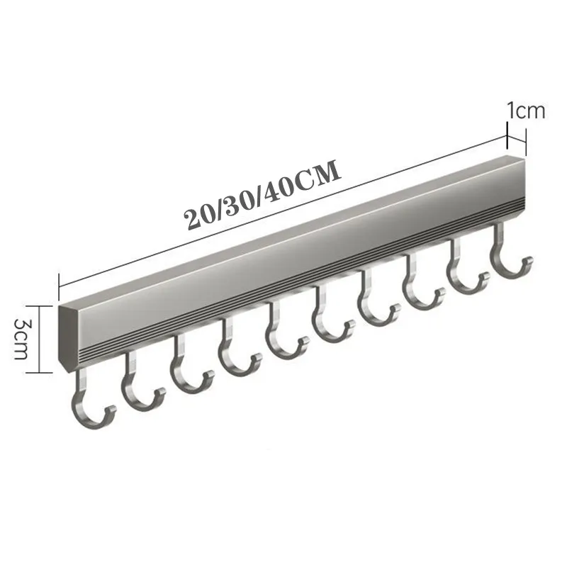 Manufacturers Supply Kitchen Hook Rack Punch-free Wall-mounted Rack Space Aluminum Hook Multi-functional Storage Row Hook Holder