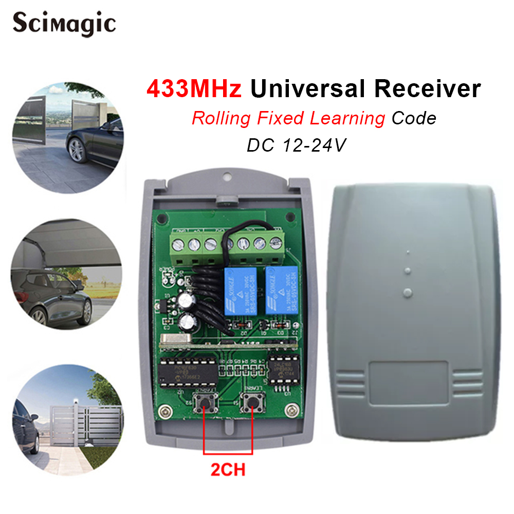Universal garageport fjernbetjeningsmodtager 2ch til erreka doorhan at -4 pujol aprimatic scs sentinel 433 mhz controller: Rød