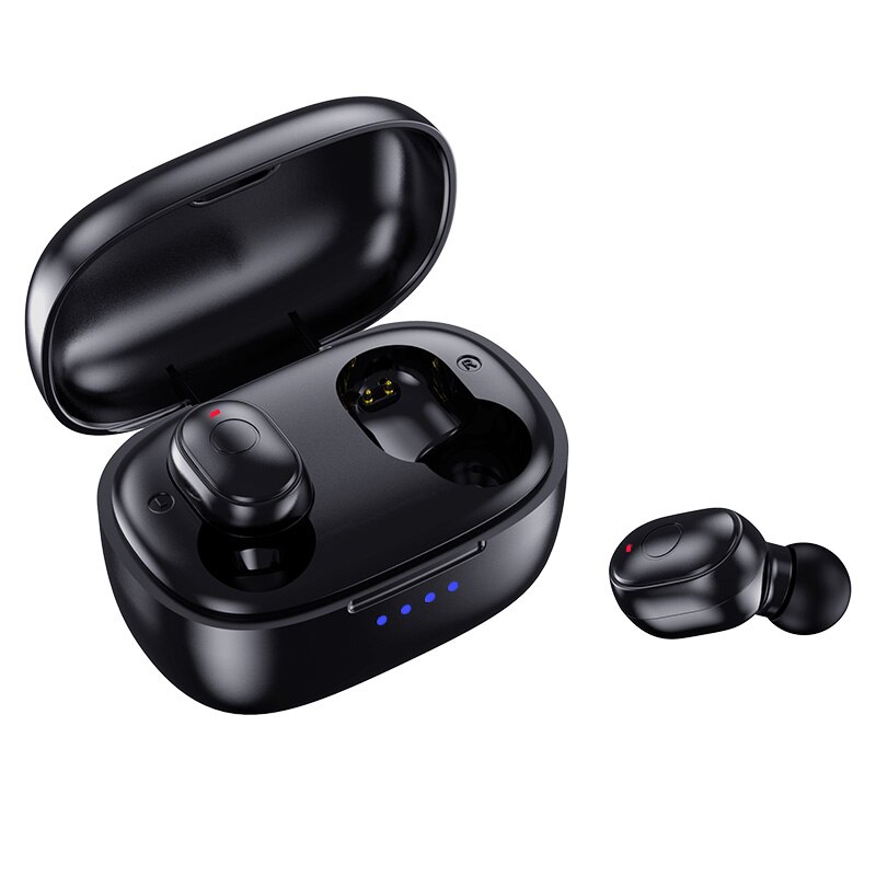 Bluetooth-kopfhörer mit 5.0 ohrhörern, 500- mah-ladebox 9d stereo-touch-sport-ohrhörer mit mikrofon: Schwarz