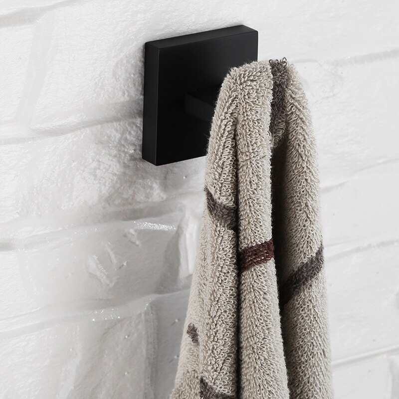 Auswind sort firkantet hardware hardware sæt vægmonteret sort håndklædestativ kappe krog papirholder til badeværelse tilbehør sæt