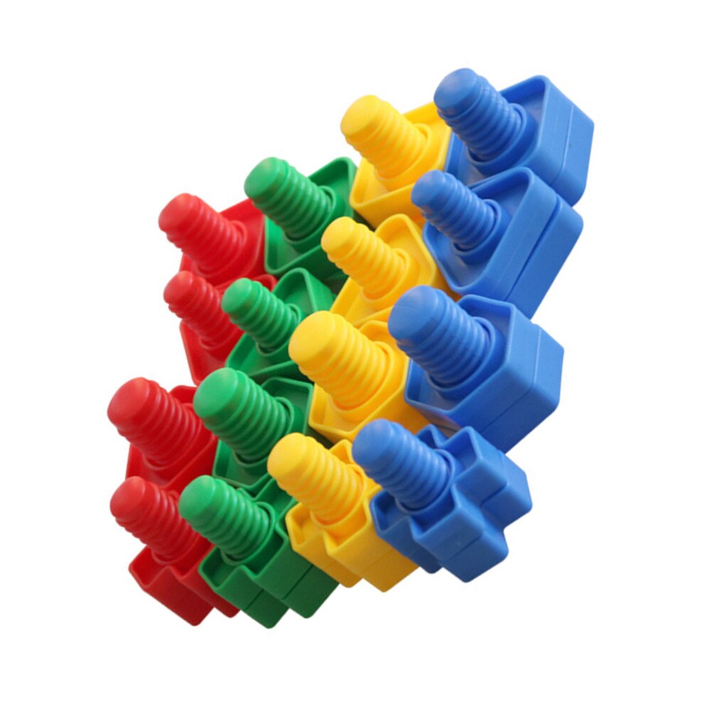 16 Pairs Plastic Colorful Screw Educational Toy Colorful Sturdy Tightening Screw Toy Screw Nut Toy Screw Plaything