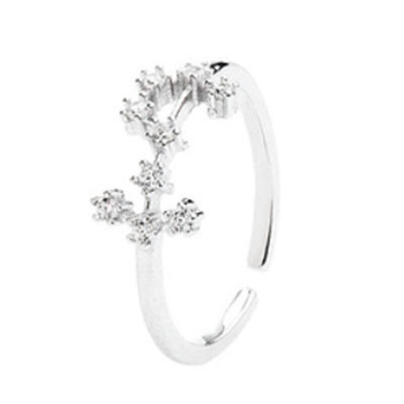 925 prata esterlina pino feminino estilo fresco e simples incrustado com pedra preciosa 12 constelações único anel: Scorpio