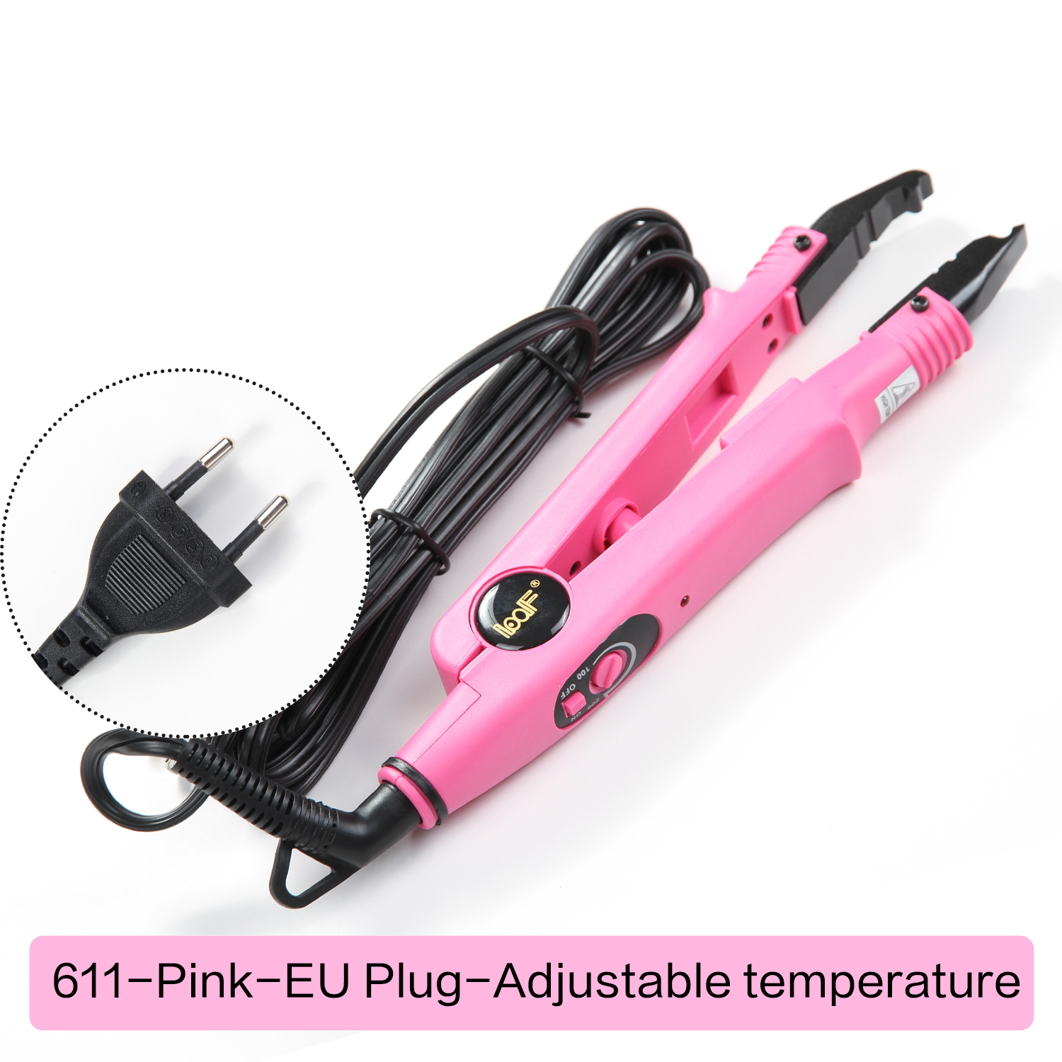 Ferramenta profissional de extensão de cabelo, conector de ferro de calor de fusão, ferramenta de fusão de temperatura ajustável, plugue reino unido/eua/ue: Rosa