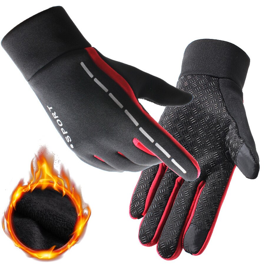 Running Gloves Waterproof Men Women Ladies Warm Fleece Winter Run Gloves Outdoor Sport Touch Screen Fitness Hiking Gloves