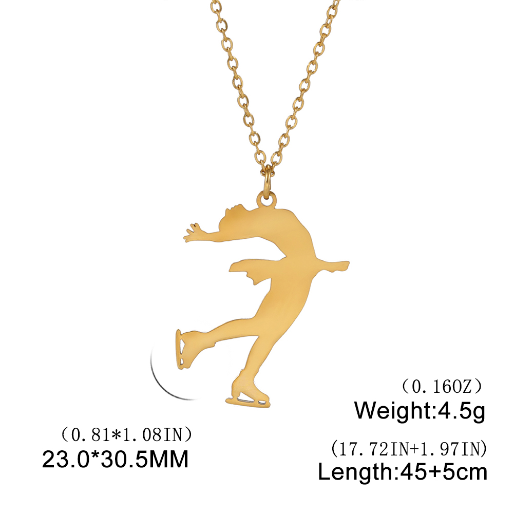 Unift Figure Ice Skater Necklace for Women Daughter Stainless Steel Roller Skating Sport Artistic Skating Girl Jewelry Trendy: cobalt violet