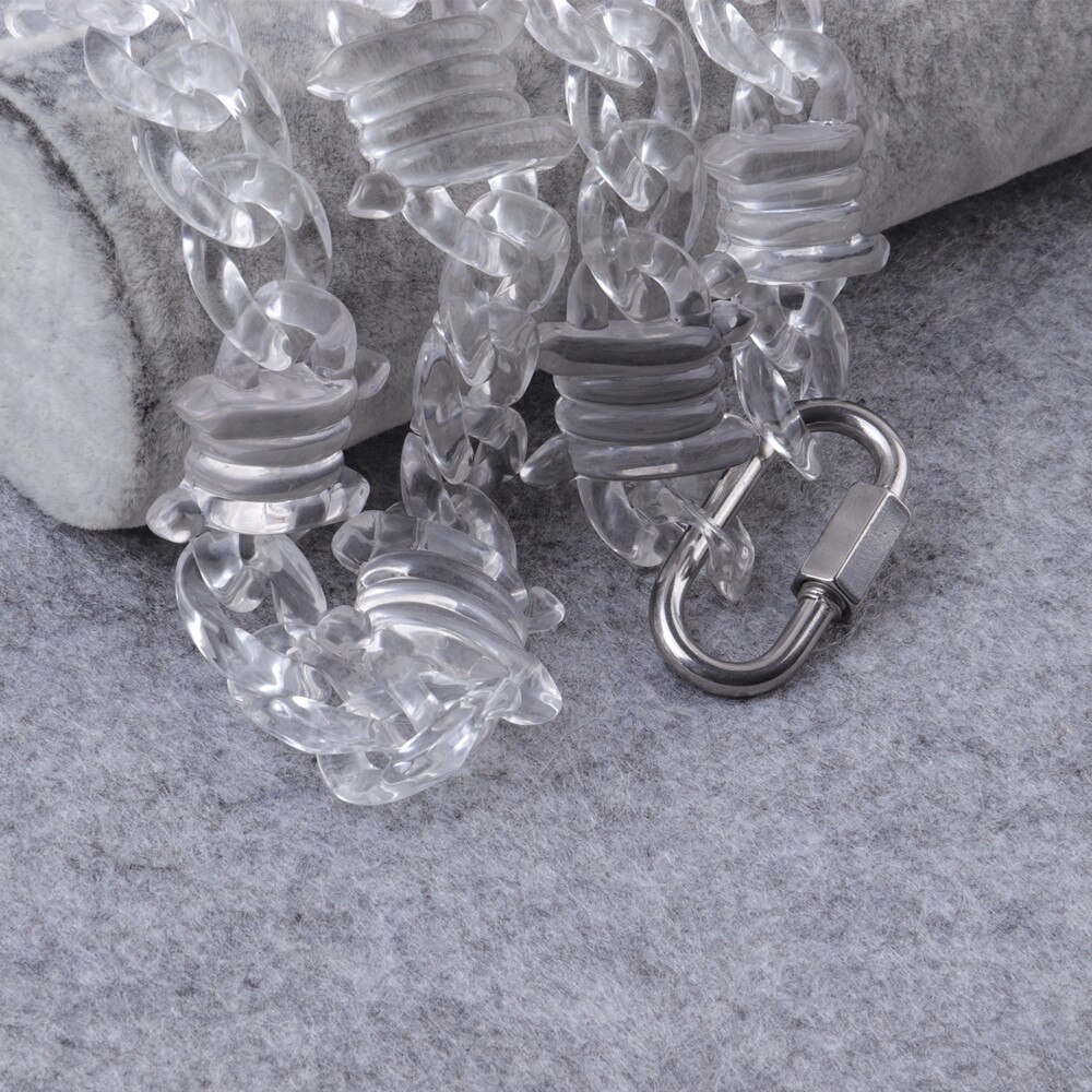 FishSheep Rock Punk Transparent Acrylic Spike Chain Necklace For Men Women Clear Chain Lock Pendants Necklaces Jewelry