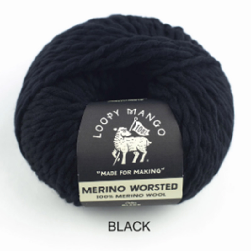 Loopy Mango merino worsted Yarn 100% Merino Wool Yarn soft and warm Handknitting Yarn: black
