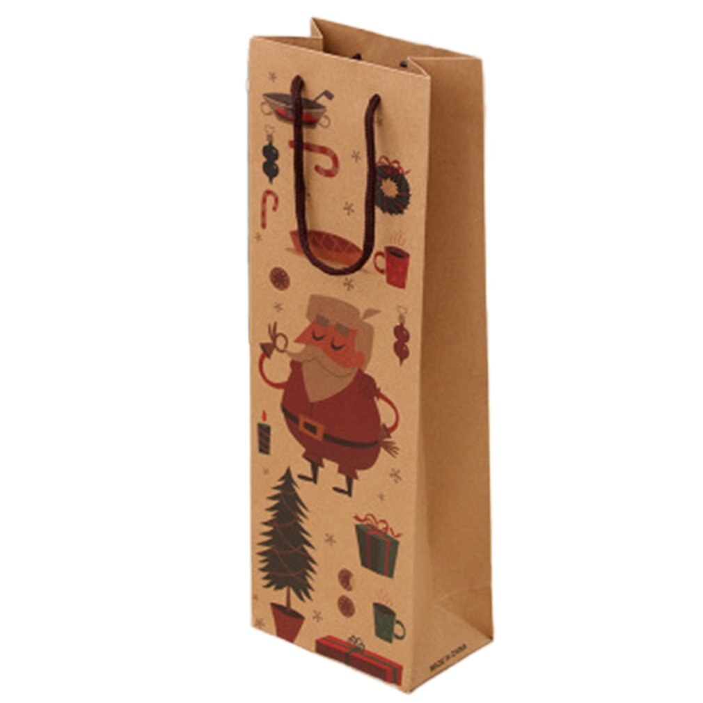 Julepose julekraftpapirpose rødvinpose vinflaskepose emballeringspose: Papirstil 1