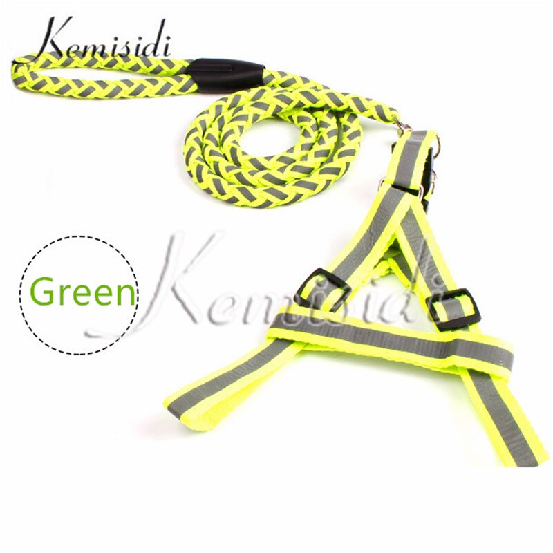 Kemisidi Reflecterende Knit Trekkabel Duurzaam Voor Huisdieren Hond Keten Borstband Supplies S, m, L Maat: Groen / 15x1200mm