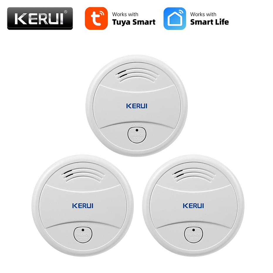 KERUI Wireless Tuya Smart WIFI Smoke Fire Detector 80db Fire Protection Firefighter Sensors Store House Security Alarm System