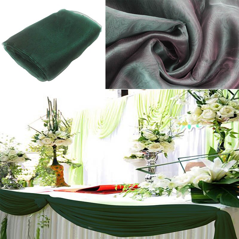 Tissu Organza avec ruban pur 10M x 1.35M | Couverture pour mariage, fournitures de décoration pour Banquet de mariage, célébrations d'hôtel: dark green