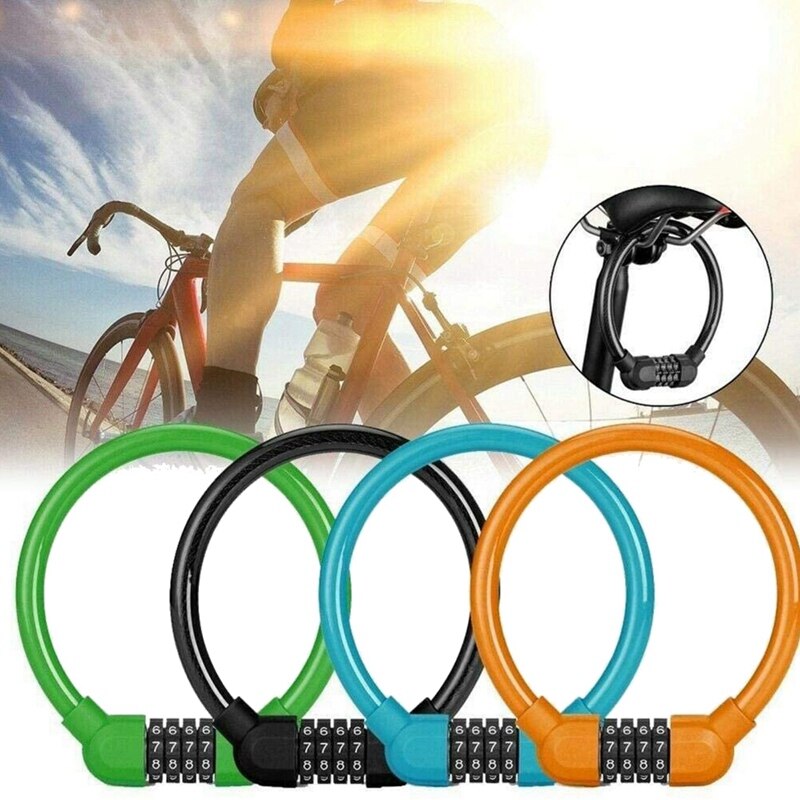 Fahrrad Kabel sperren Fahrrad Schloss Kette 4 Ziffer Repositionierbar Kombiniert Geflochtene Stahl Kabel sperren