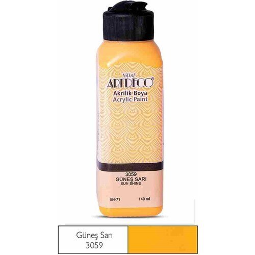 Artdeco Acrylic Paint 140ml Yellow Color art hobby school season: sun yellow