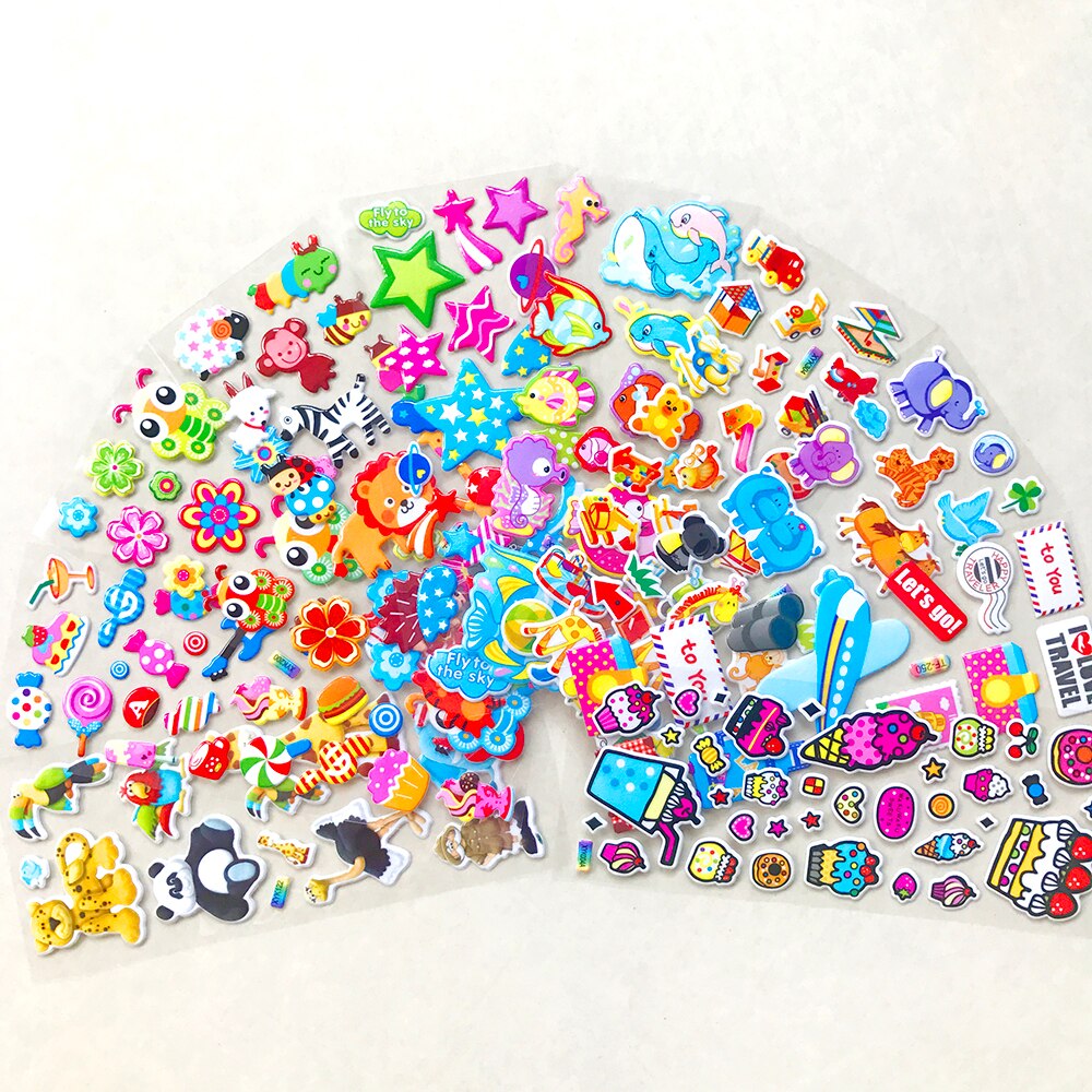 10 Different Sheets Various Cute Pet Animals Snacks Desserts DIY Cartoon Stickers Scrapbook Toys Buy 2 Get 1 Free Flatback