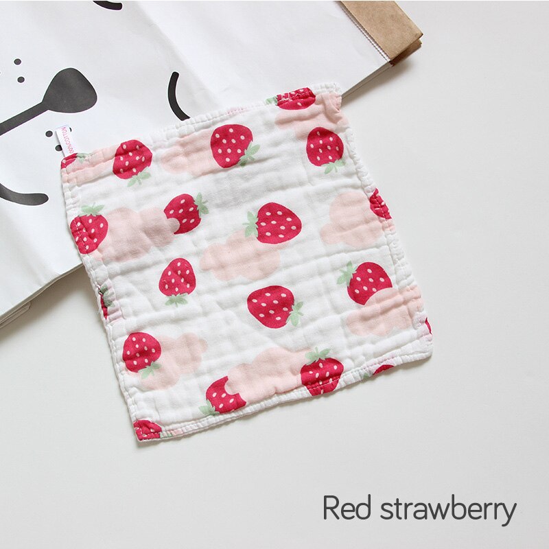 Babyhandduk sex lager gasväv med hög densitet fyrkantig tvättbar seersucker tryckt fyrkantig salivhandduk dagishandduk