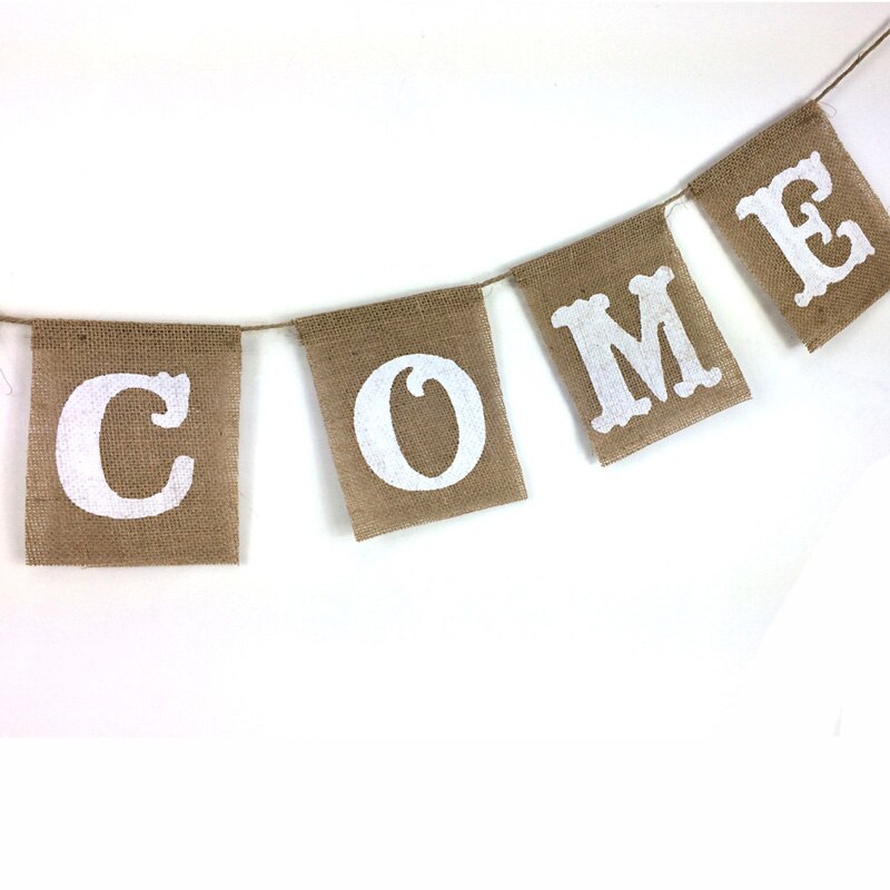 Wedding Home Decor Linen Flag WELCOME Ceiling Banner Jute Burlap Flags 1pcs Birthday Party Event Baby Shower Supplies