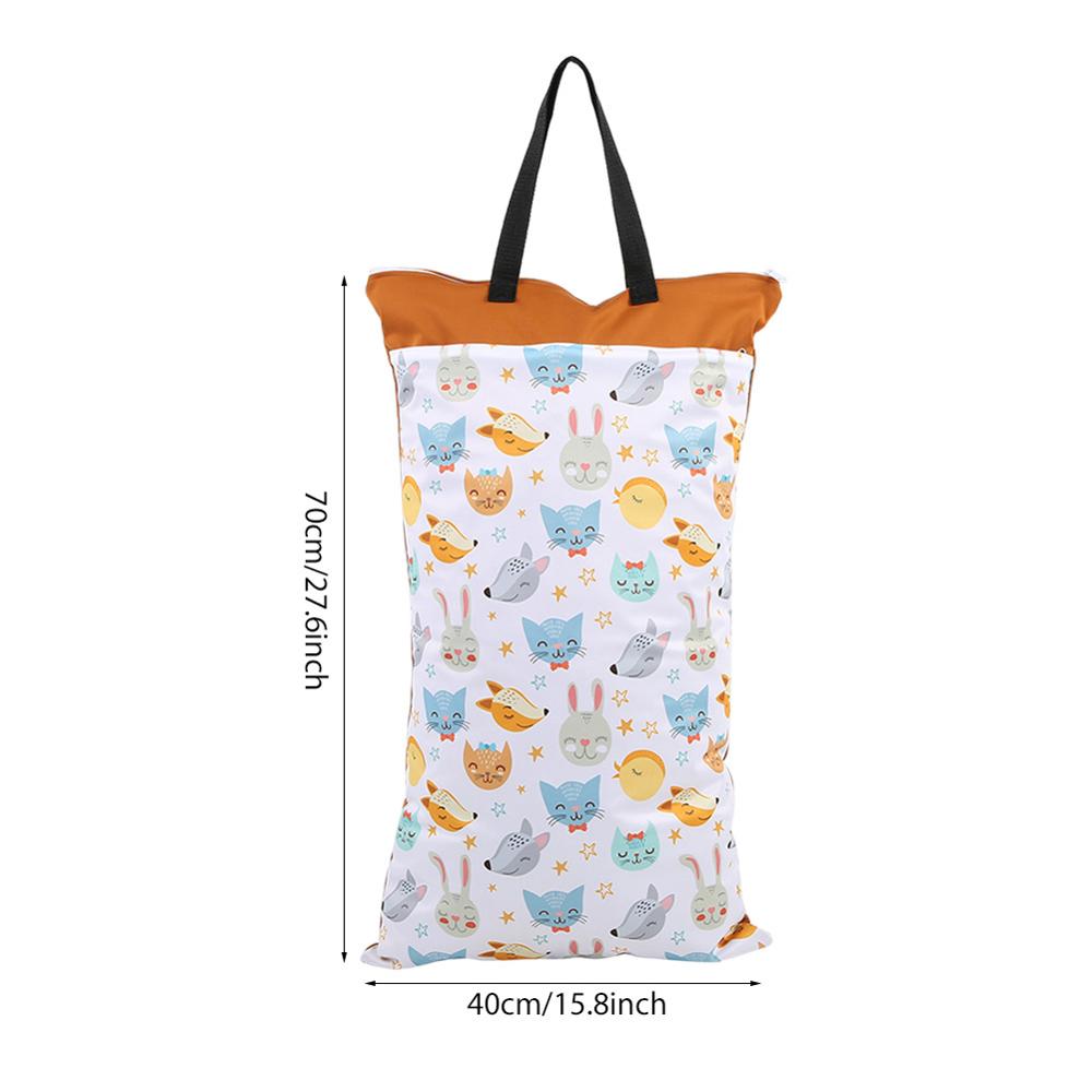 40*70cm Waterproof Wet/Dry Diaper Pail Bag Reusable Doubl Pockets Large Hanging Cloth Diaper Bag Laundry Nappy Wet Bags