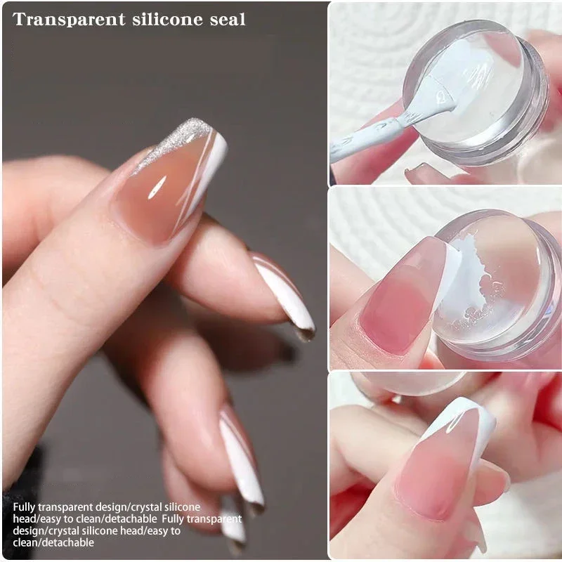 Silicone Transparent Template Seal Stamper Scraper Stamping French Manicure Plate Stamp Stencil Nail Stamp Art Embossing Tools