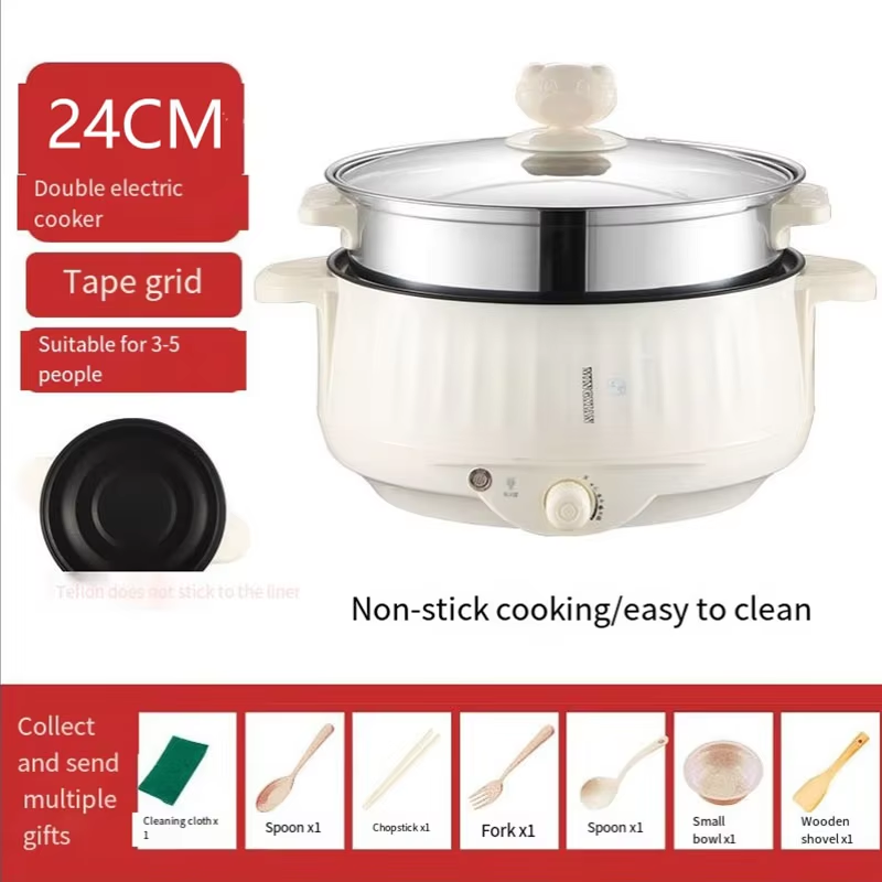 2025 Huishoudelijke Elektrische Pot 7 Elektrische Pot Multifunctionele Rijstkoker Elektrische Wok Kleine Huishoudelijke Pot: Khaki