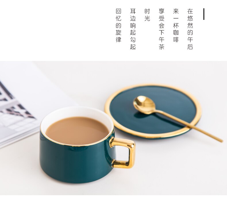 Ceramic Luxury Coffee Cup With Spoon European Coffee Cup And Saucer Kubki Ceramiczne Vintage Coffee Tea Coffe Mug FF70C4: Default Title